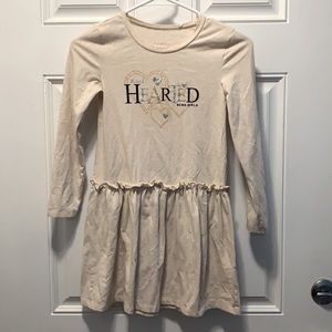 BCBG girls casual dress. Size M (6/7) cream with glitter design.